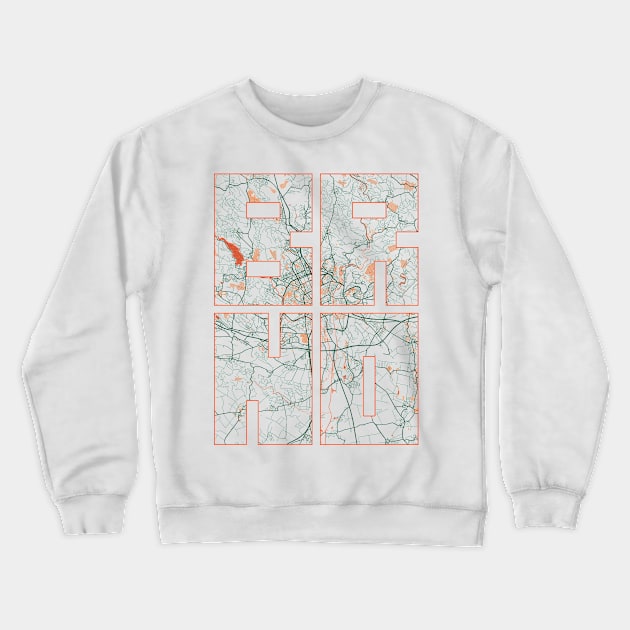 Brno, Czech Republic City Map Typography - Bohemian Crewneck Sweatshirt by deMAP Studio